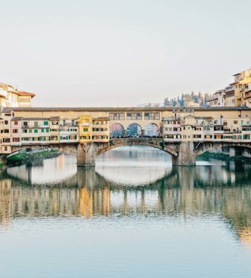 View of the Old Bridge in Florence in winter