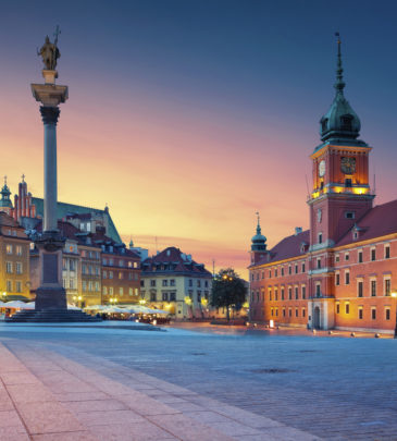 Image of Old Town Warsaw, Poland during sunset.